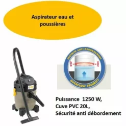 Aspirateur Liquides Et Poussieres 1250 W - Fartools NET-UP20B -Far Tools Soldes Boutique 14603567 3